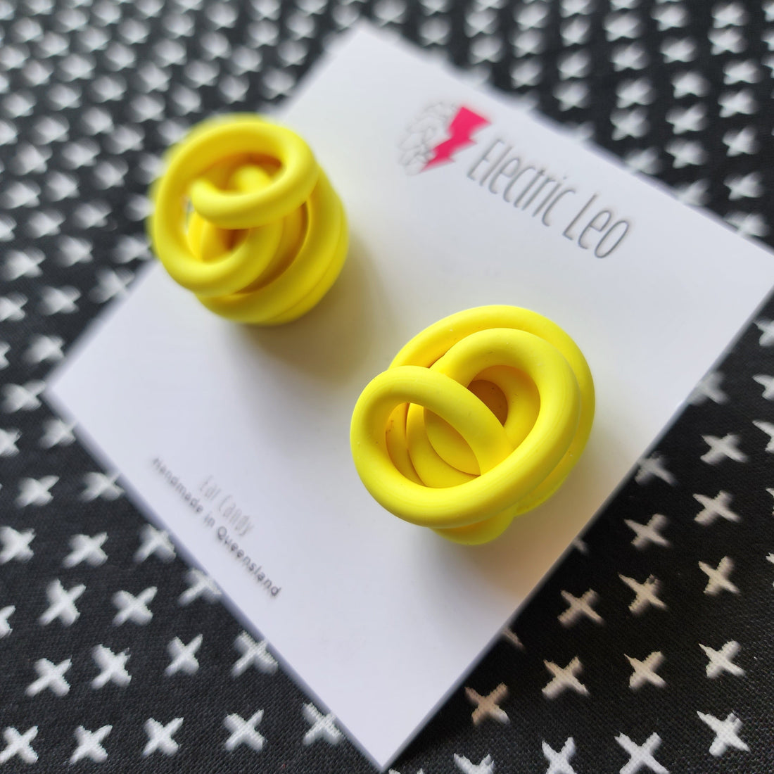 Yellow Chunky Squiggle Studs