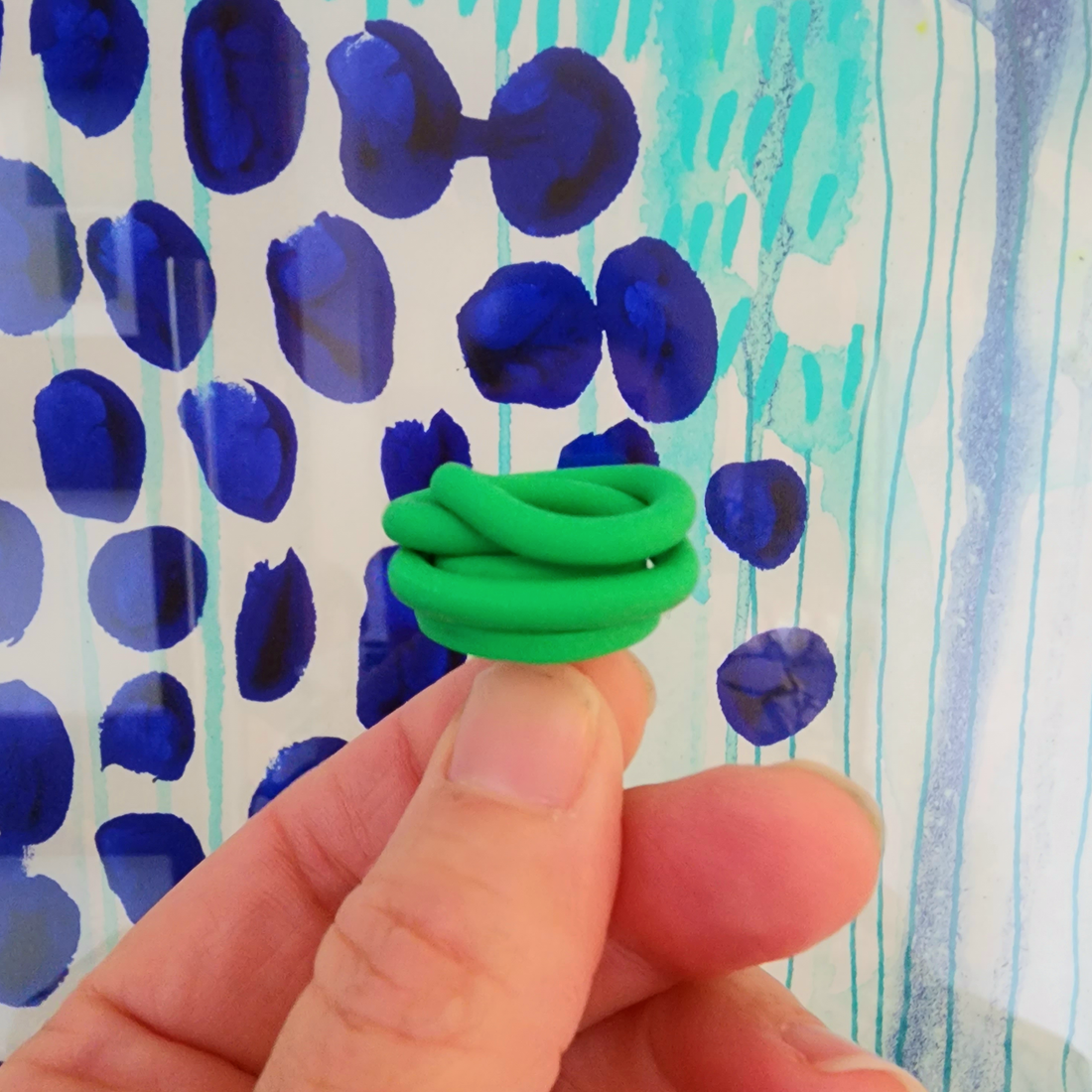 Sea Green and Red Chunky Polka Squiggle Studs