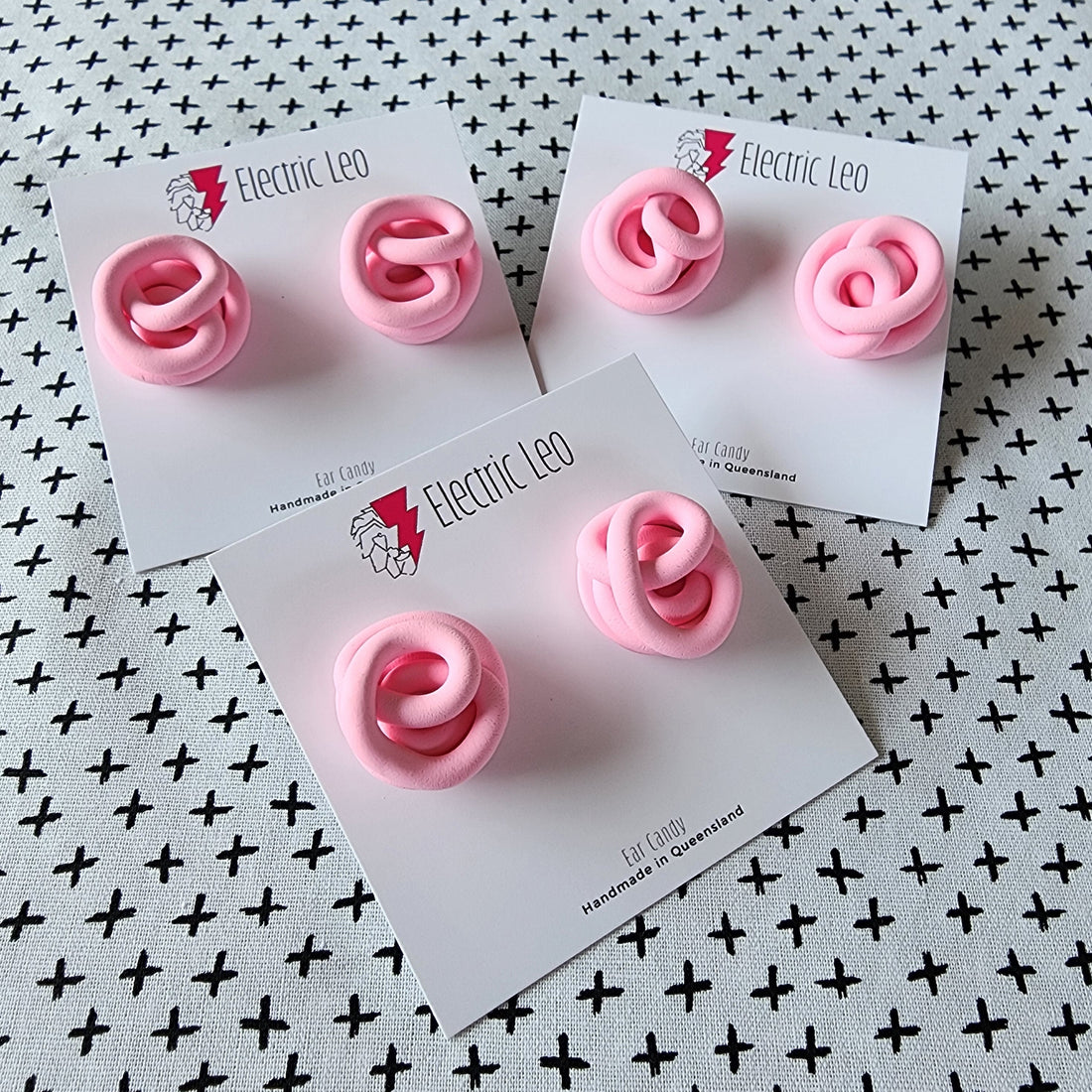 Baby Pink Chunky Squiggle Studs