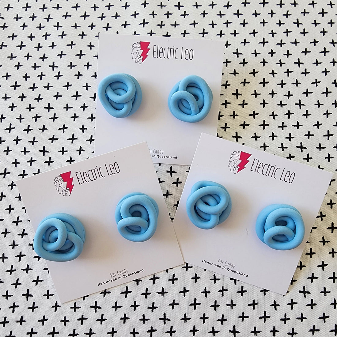Powder Blue Chunky Squiggle Studs
