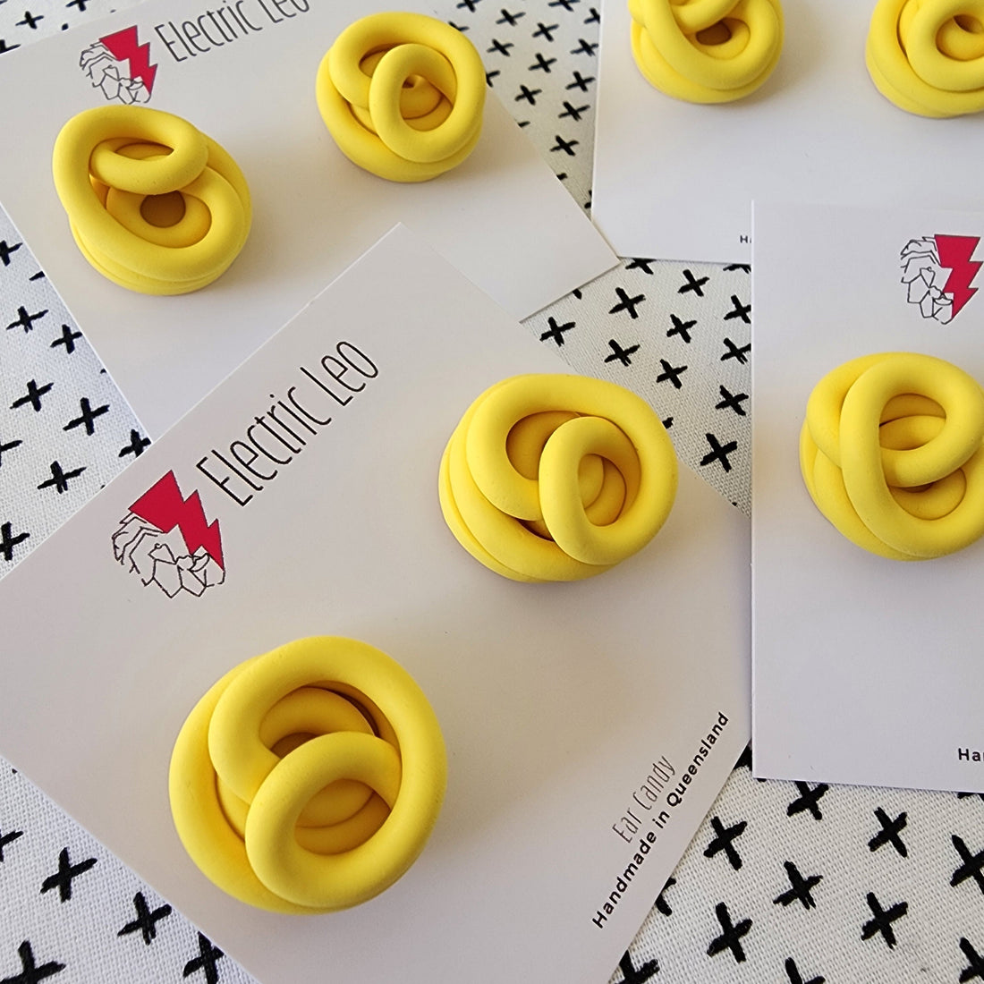 Yellow Chunky Squiggle Studs