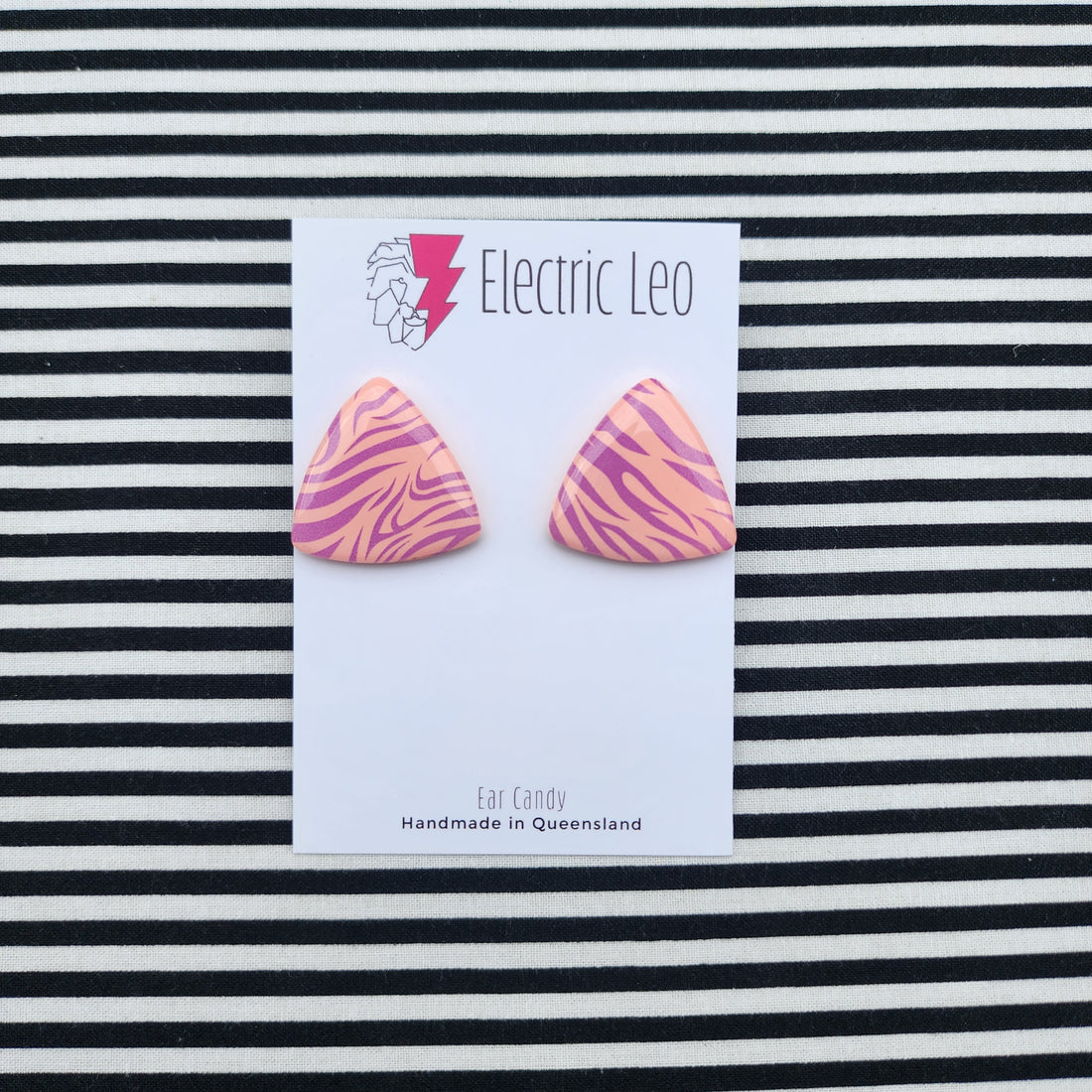 Peachy Zebra MIDI Triangular  Ear Candy Studs
