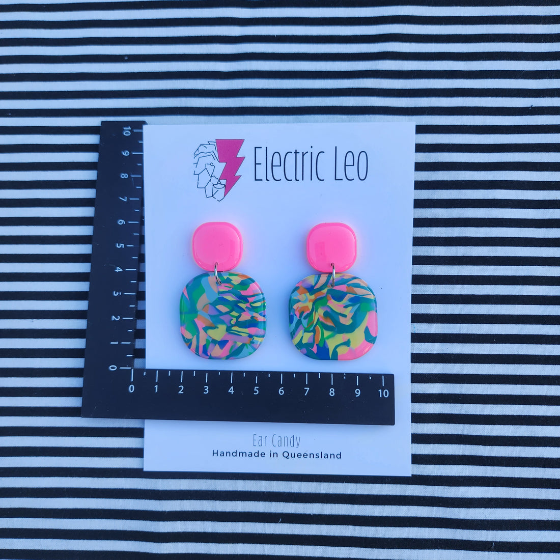 Rainbow Smash Squarish Dangles - Ear Candy