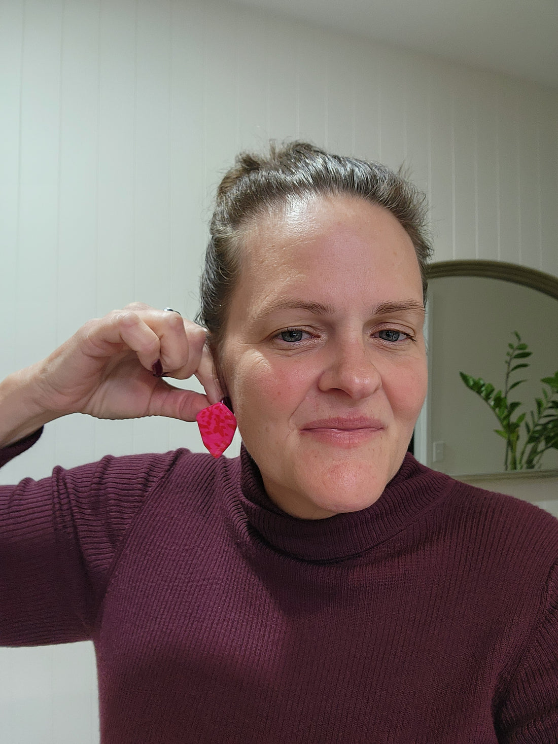 Pink and Red Camo Geode Ear Candy Studs