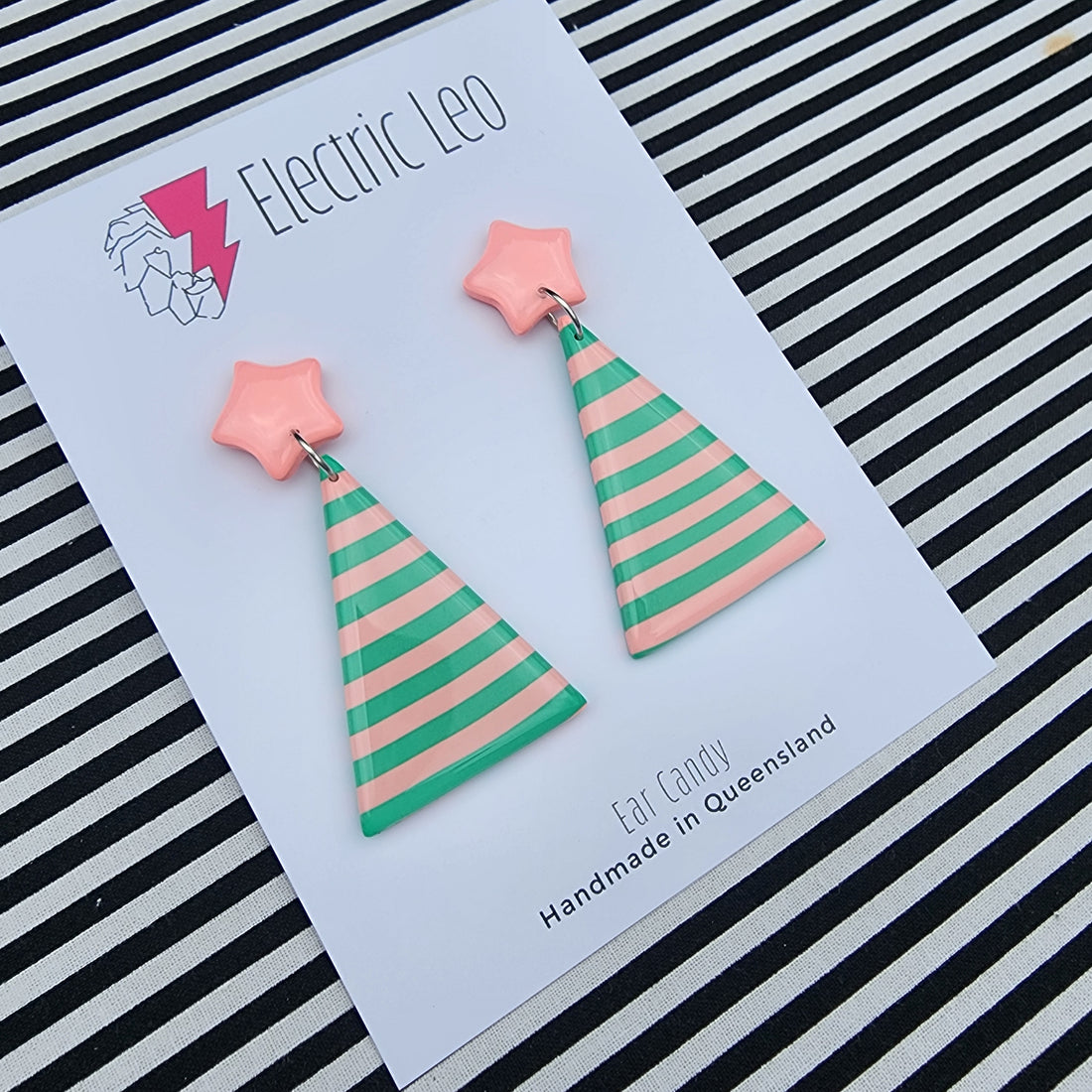 Spring Green and Peachy Stripe Large Mod Tree's