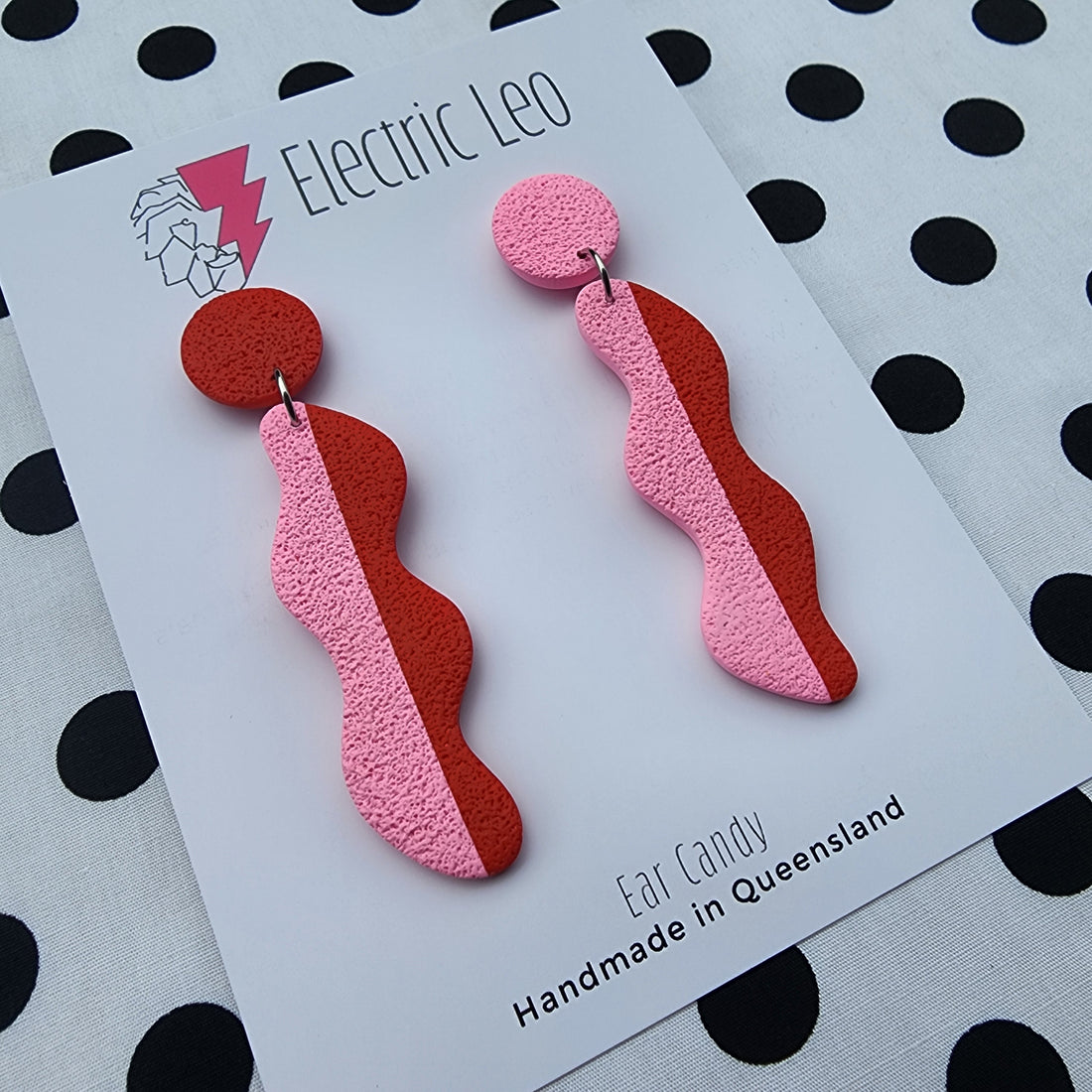 Red and Pink Wiggles - Ear Candy Dangles