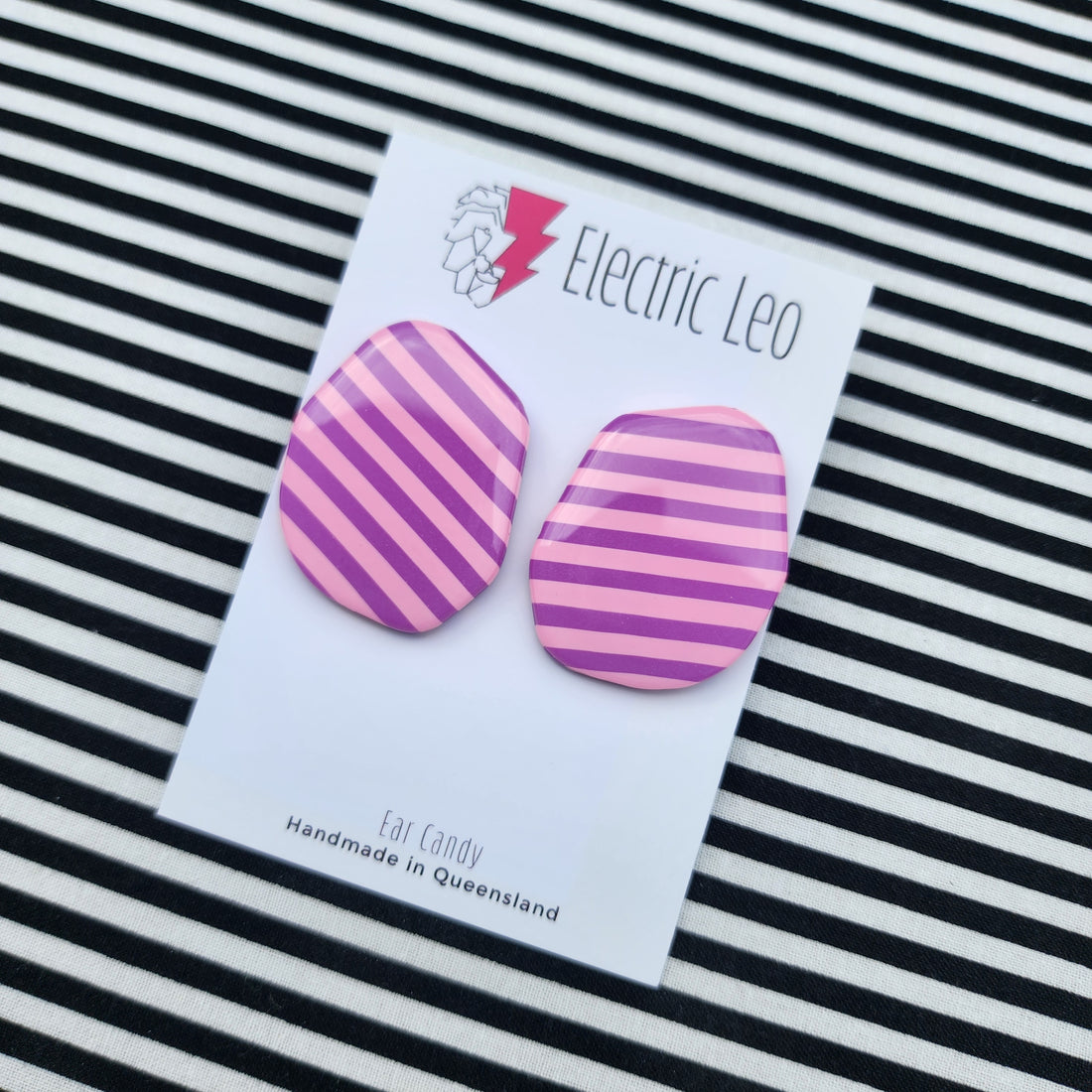 MEGA Pink and Lilac Zebra Studs - Ear Candy