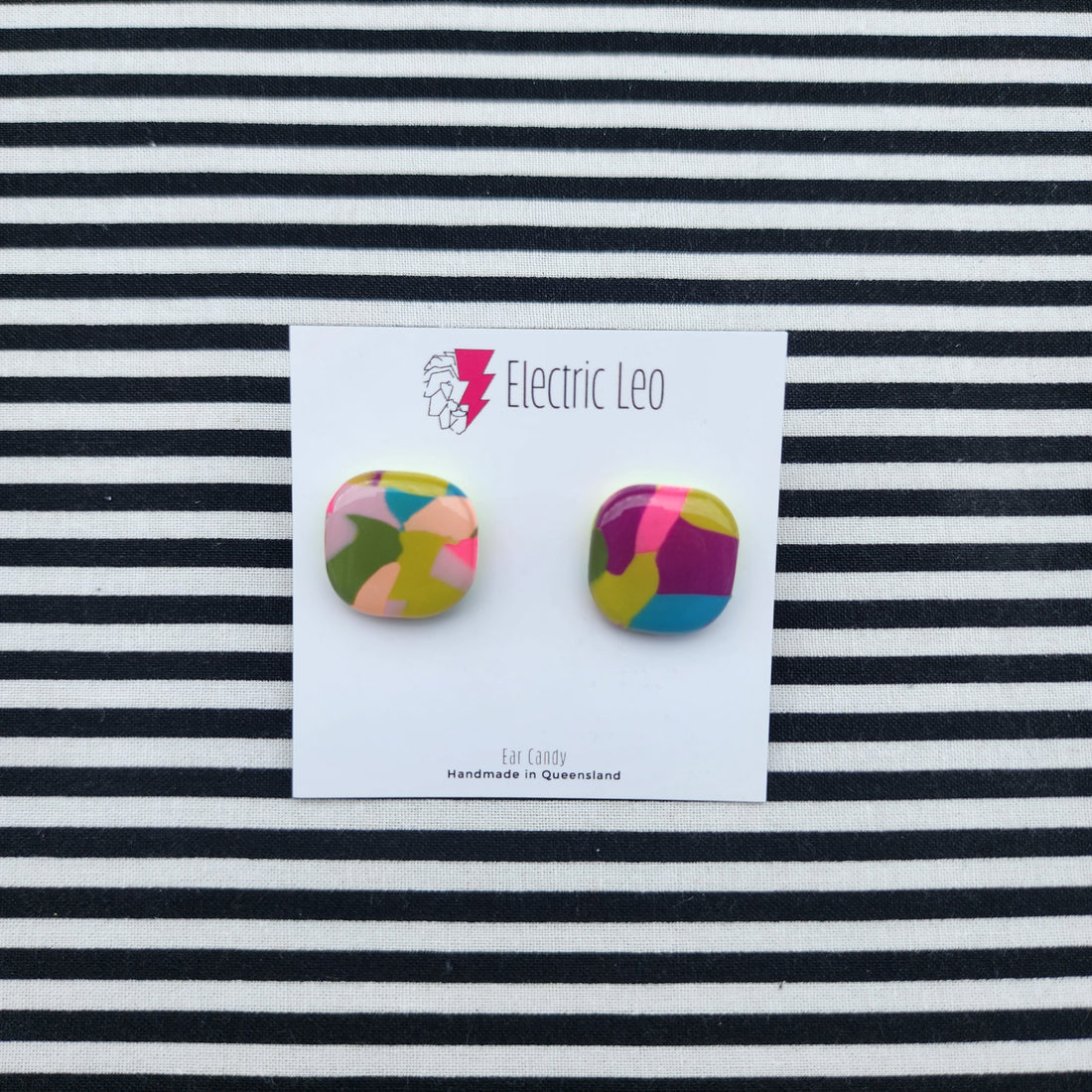 Camo For Winter Square Studs - Ear Candy Studs 2cm #1
