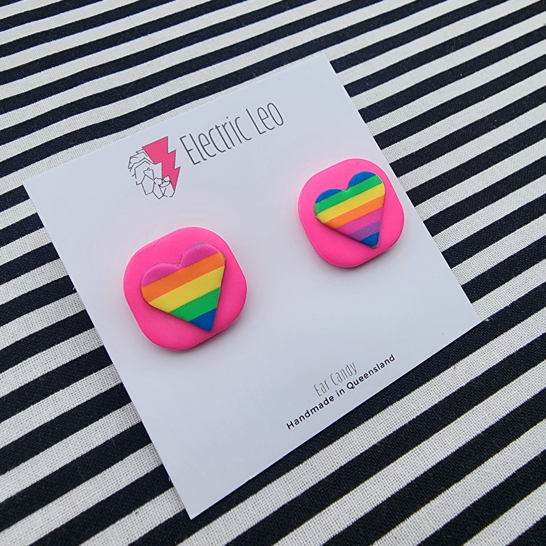 Rainbow Vibe Christmas Heart Studs- 2cm
