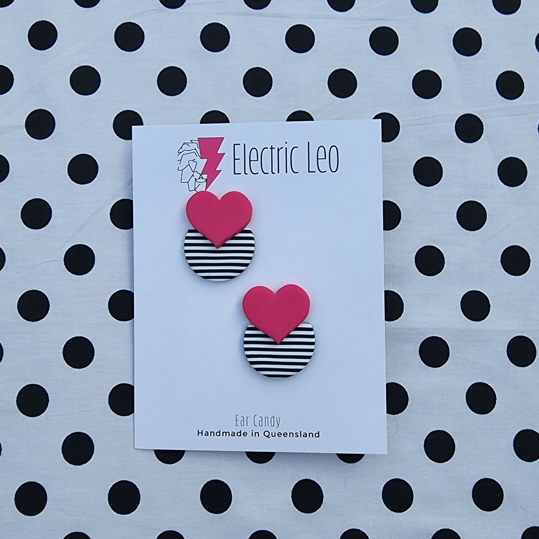 Pink I LOVE Stripes Studs - Ear Candy