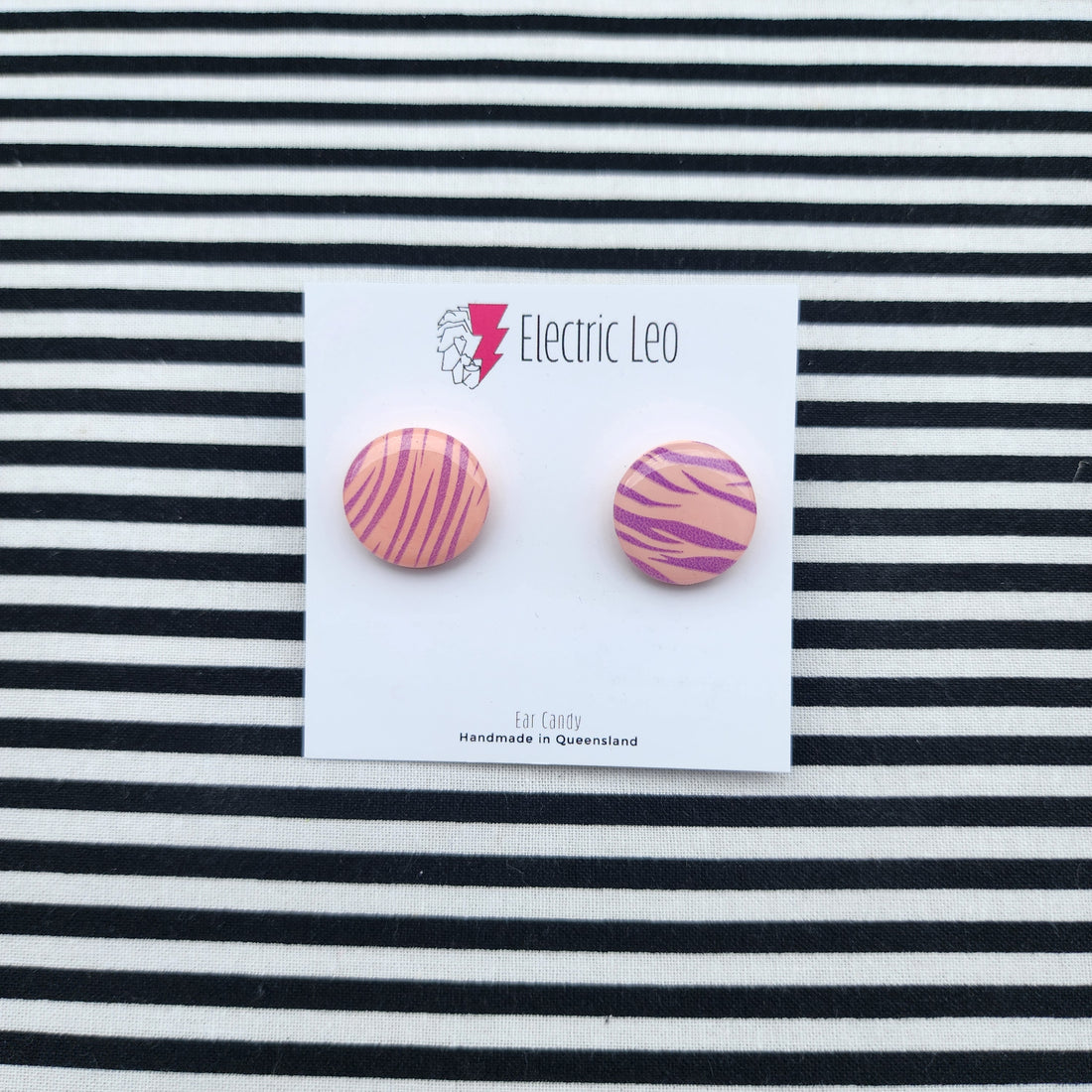 Peachy and Lilac Zebra Print Ear Candy Studs - 1.8cm
