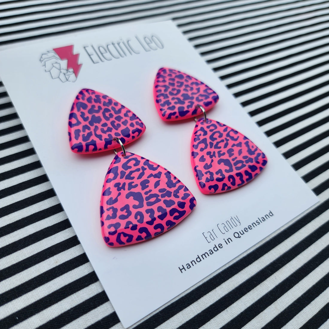 Double Leopard Mega T's - Ear Candy Dangles