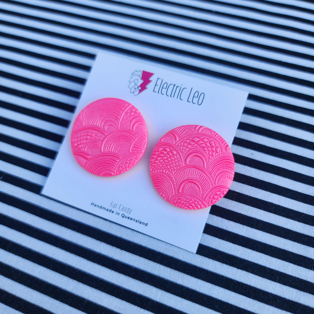 Pink Rainbow Textured Studs 3cm - Ear Candy