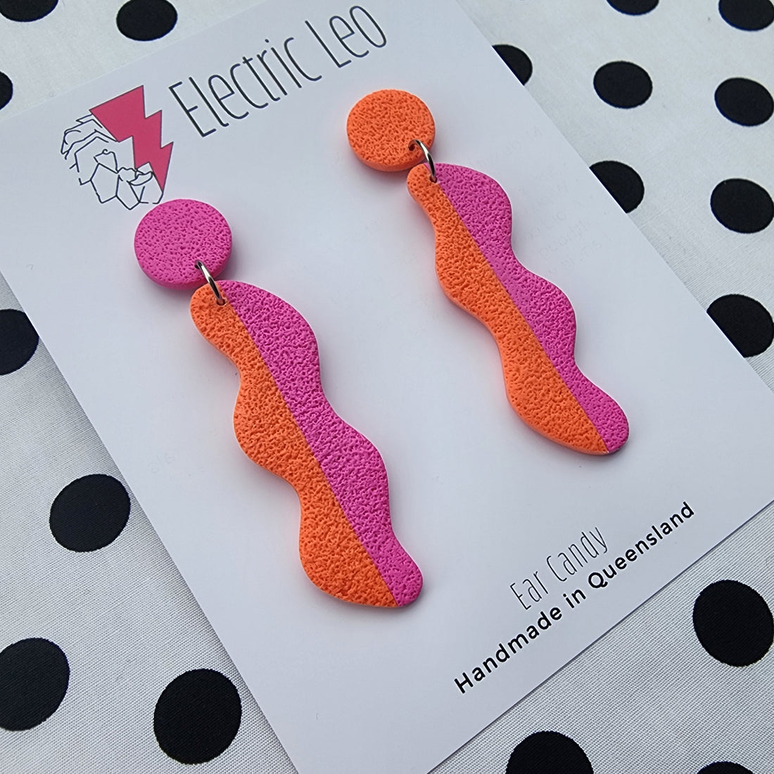 Pink and Orange Wiggles - Ear Candy Dangles