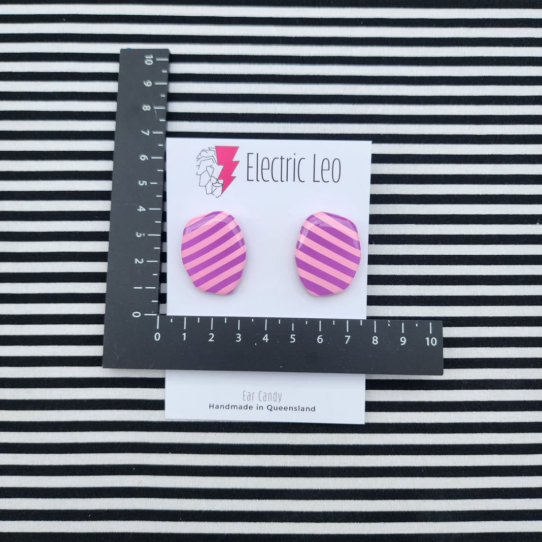 Pink and Lilac Zebra Studs - Ear Candy