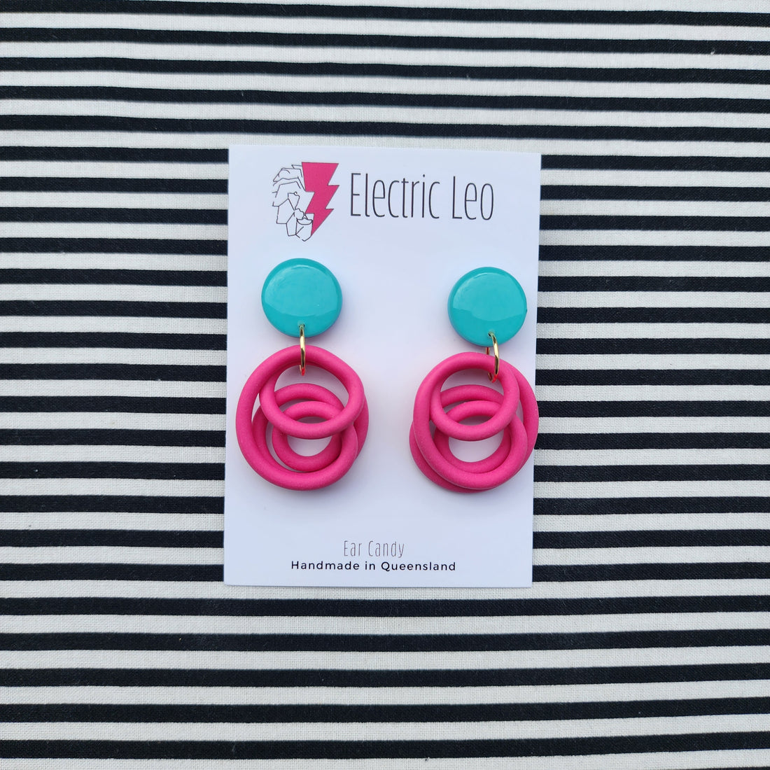 Pinkish Red / Turquoise Blue Little Squiggles