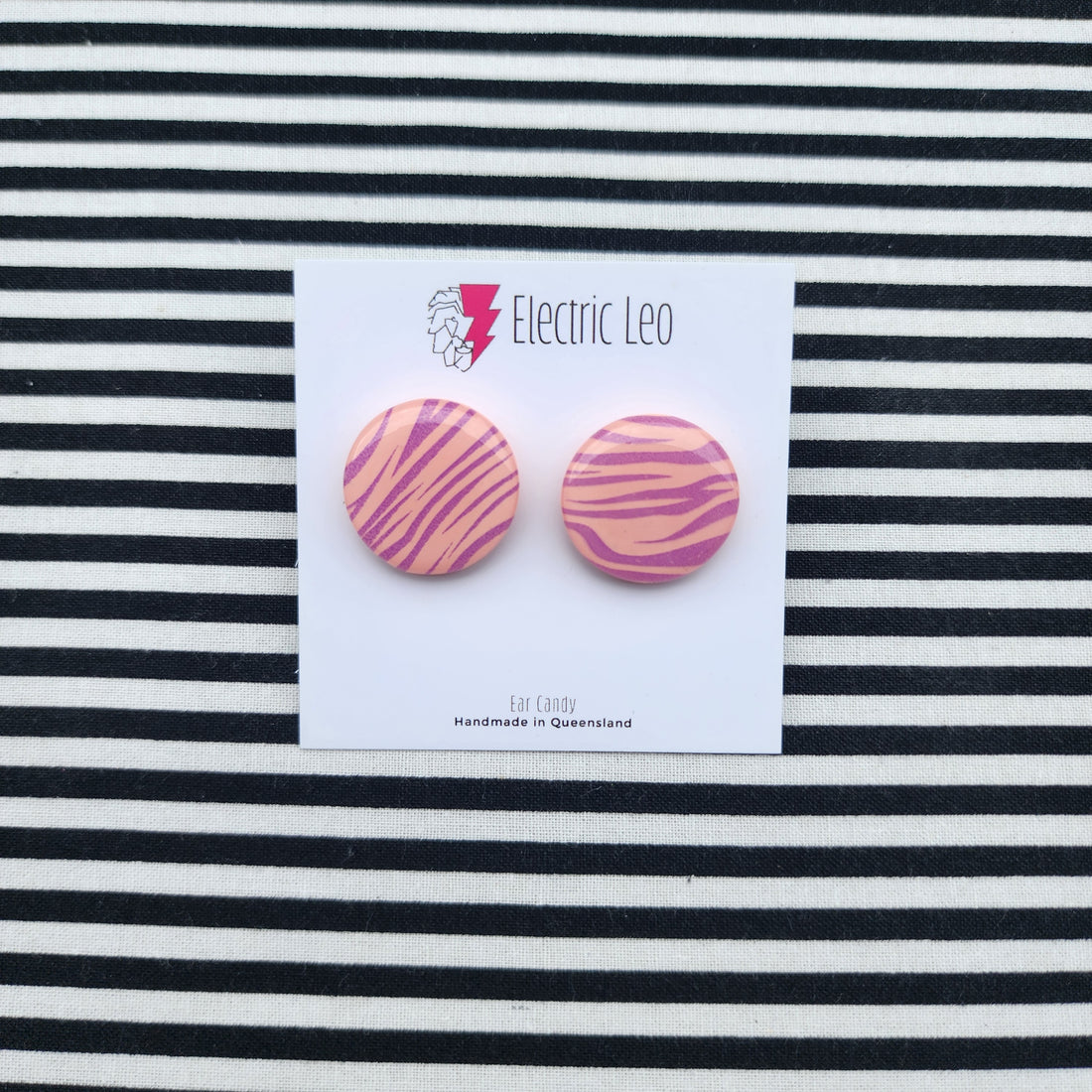Peachy Zebra Print - Ear Candy Studs 2.2cm