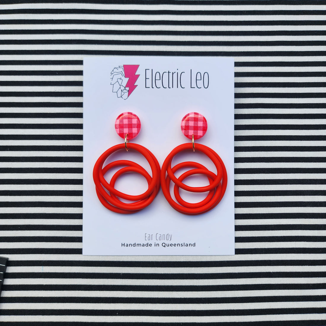 Red Gingham Big Squiggles