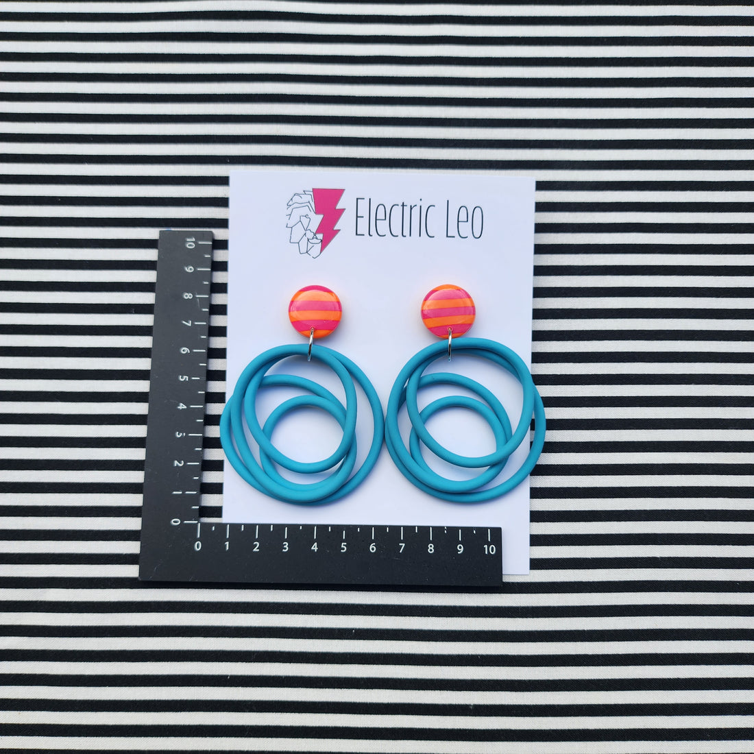 Turquoise Blue / Stripe Top Big Squiggles