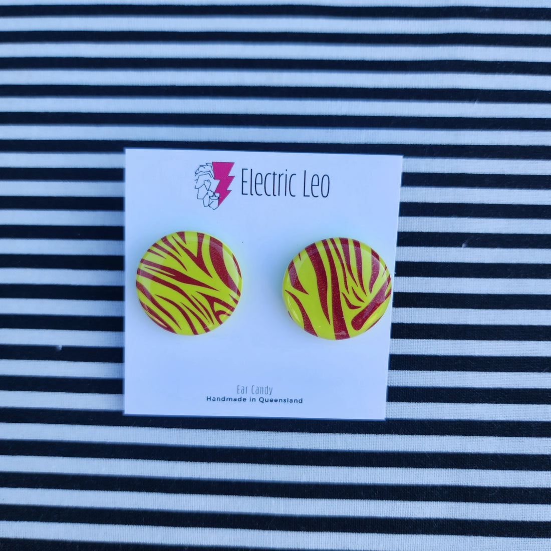 Fluro Zebra Print - Ear Candy Studs 2.2cm