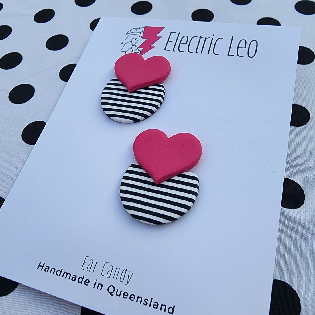 Pink I LOVE Stripes Studs - Ear Candy
