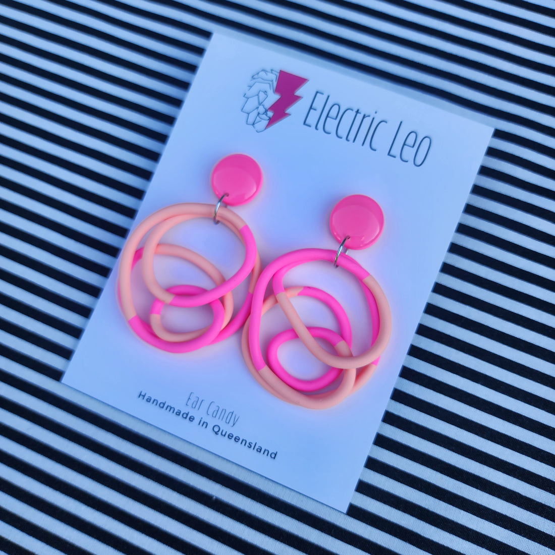 Two Tone Peach and Fluro Pink  Big Squiggles
