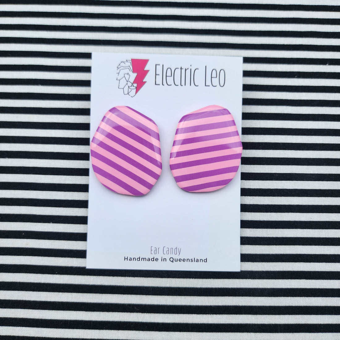 MEGA Pink and Lilac Zebra Studs - Ear Candy