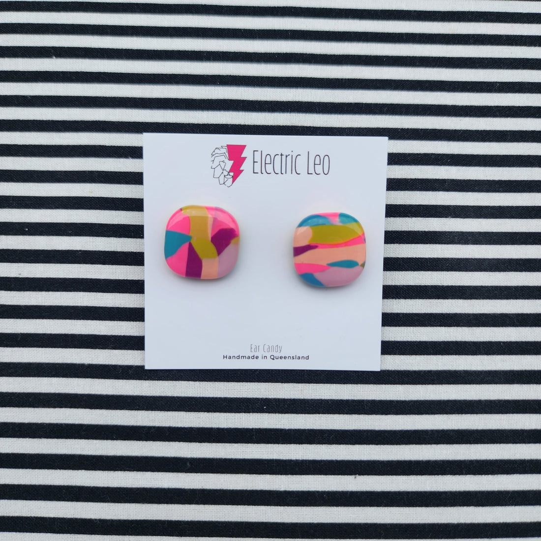 Camo For Winter Square Studs - Ear Candy Studs 2cm #2