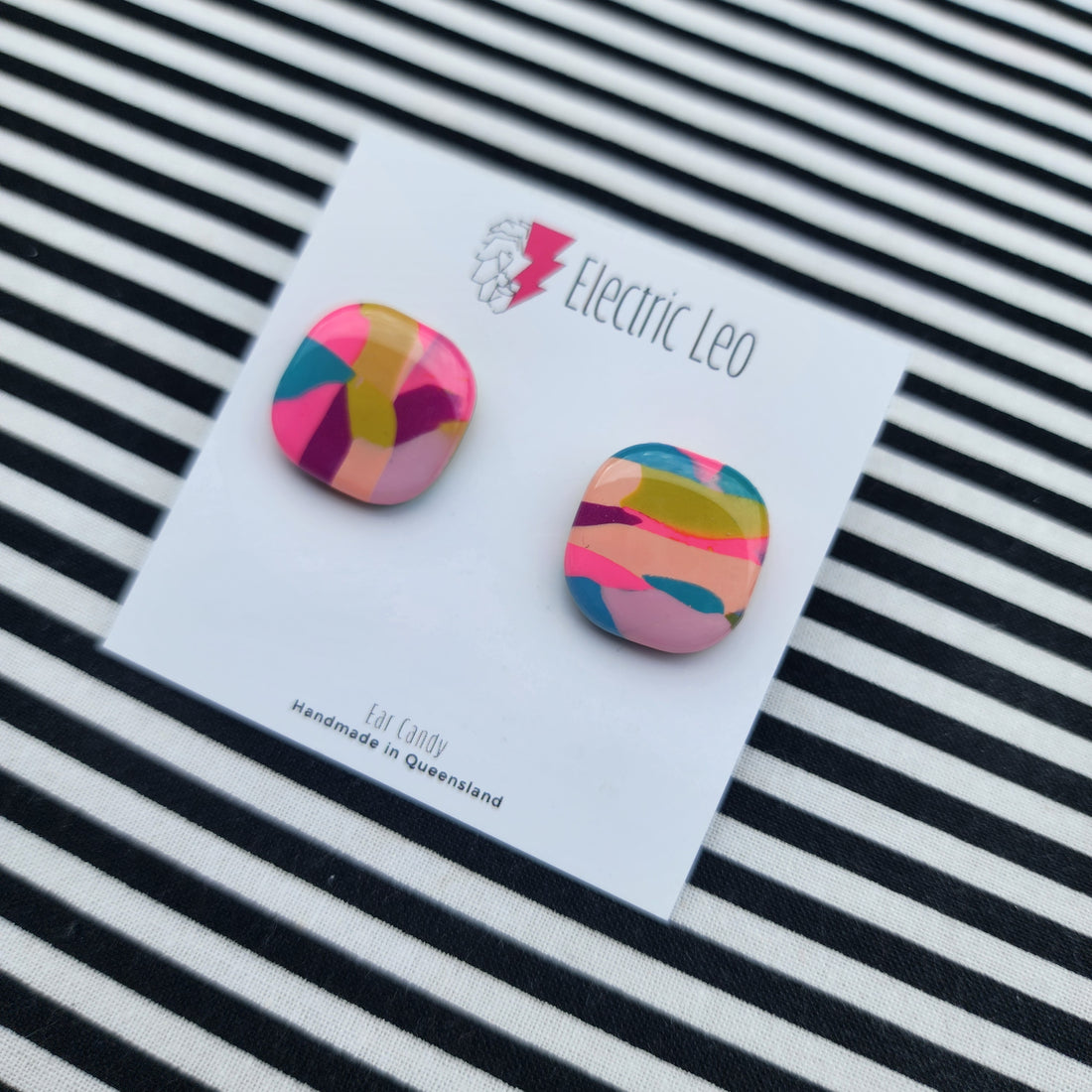 Camo For Winter Square Studs - Ear Candy Studs 2cm #2