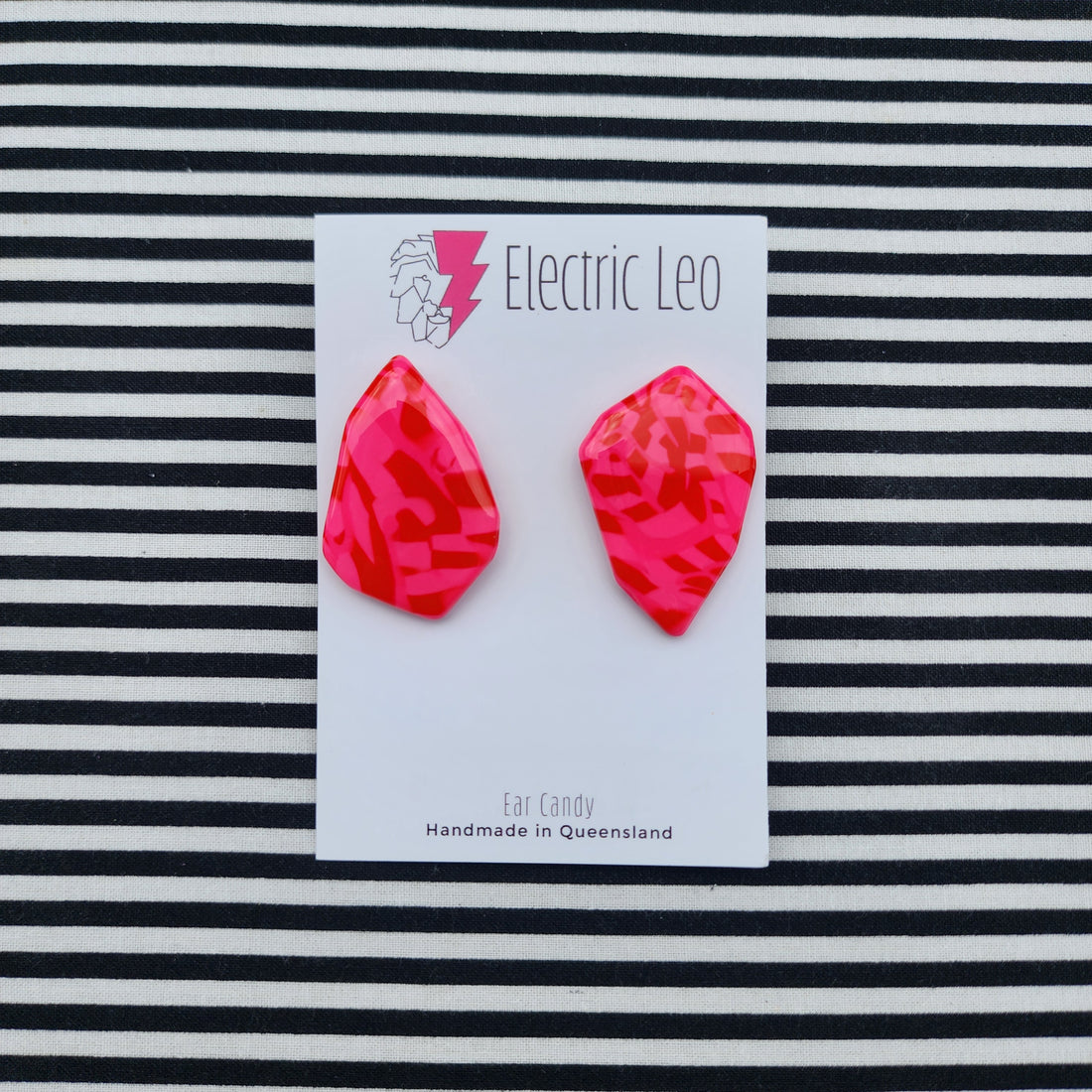 Pink and Red Camo Geode Ear Candy Studs