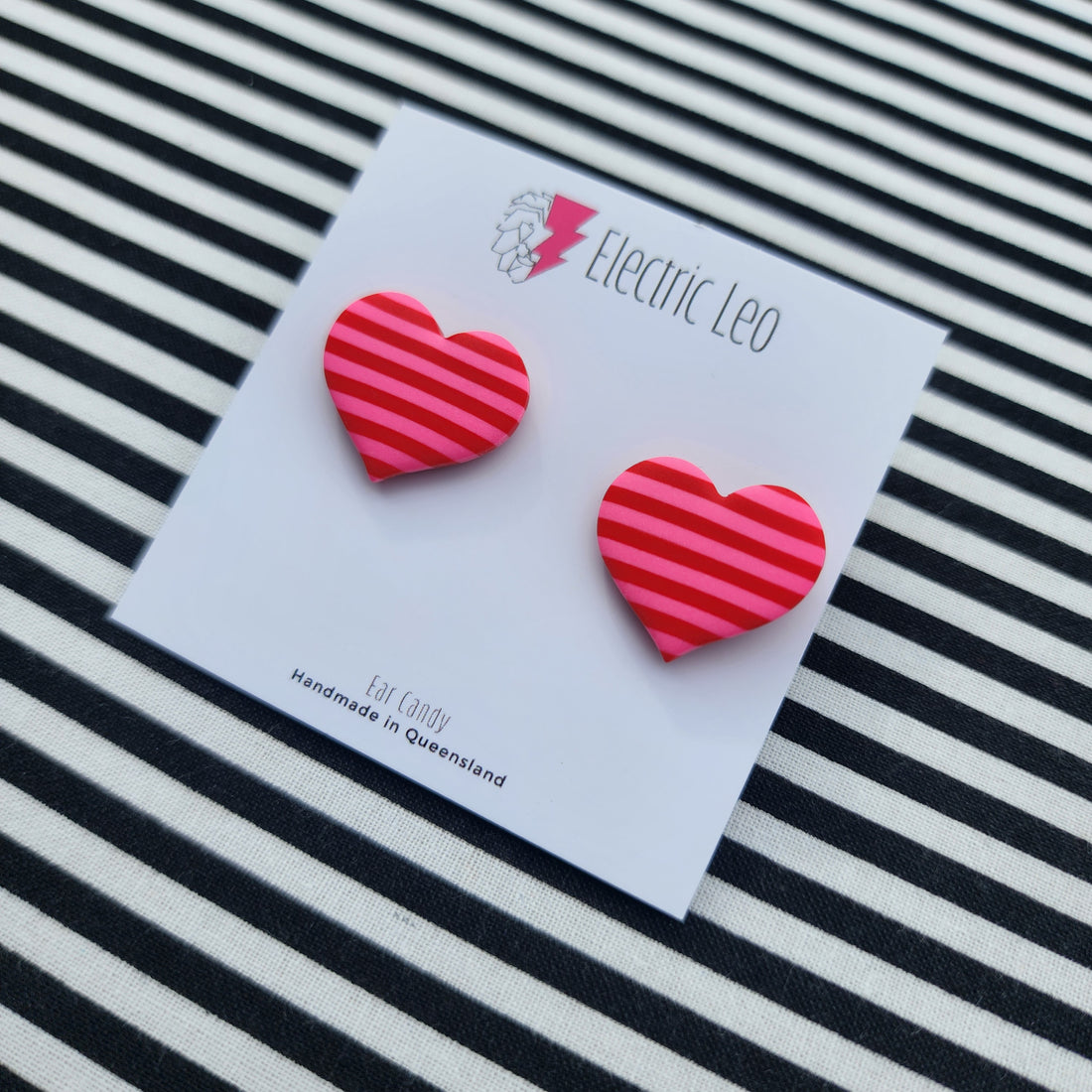 Pink and Red Heart's Ear Candy Studs