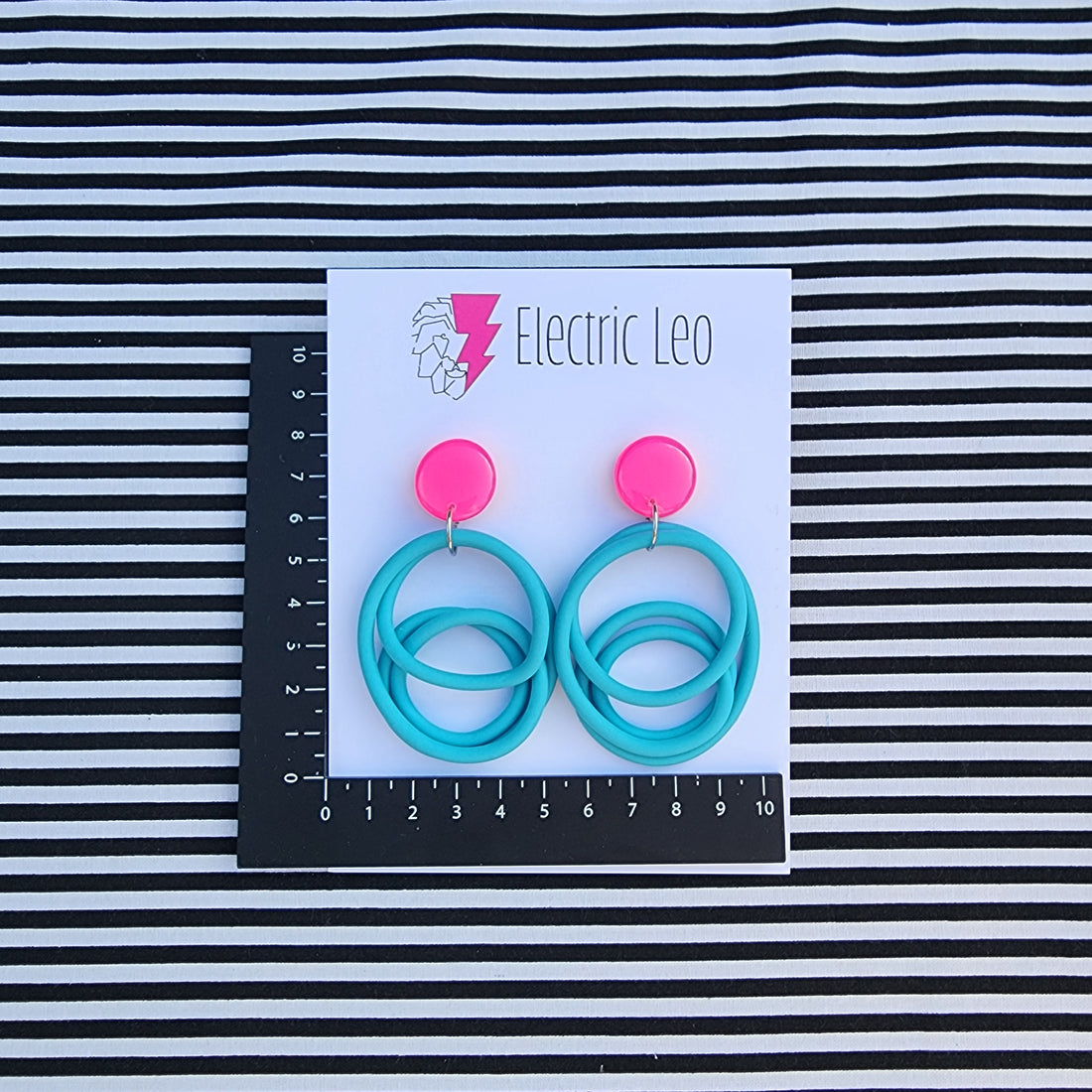 Turquoise Blue and Hot Pink Big Squiggles