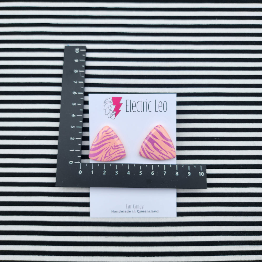 Peachy Zebra MIDI Triangular  Ear Candy Studs