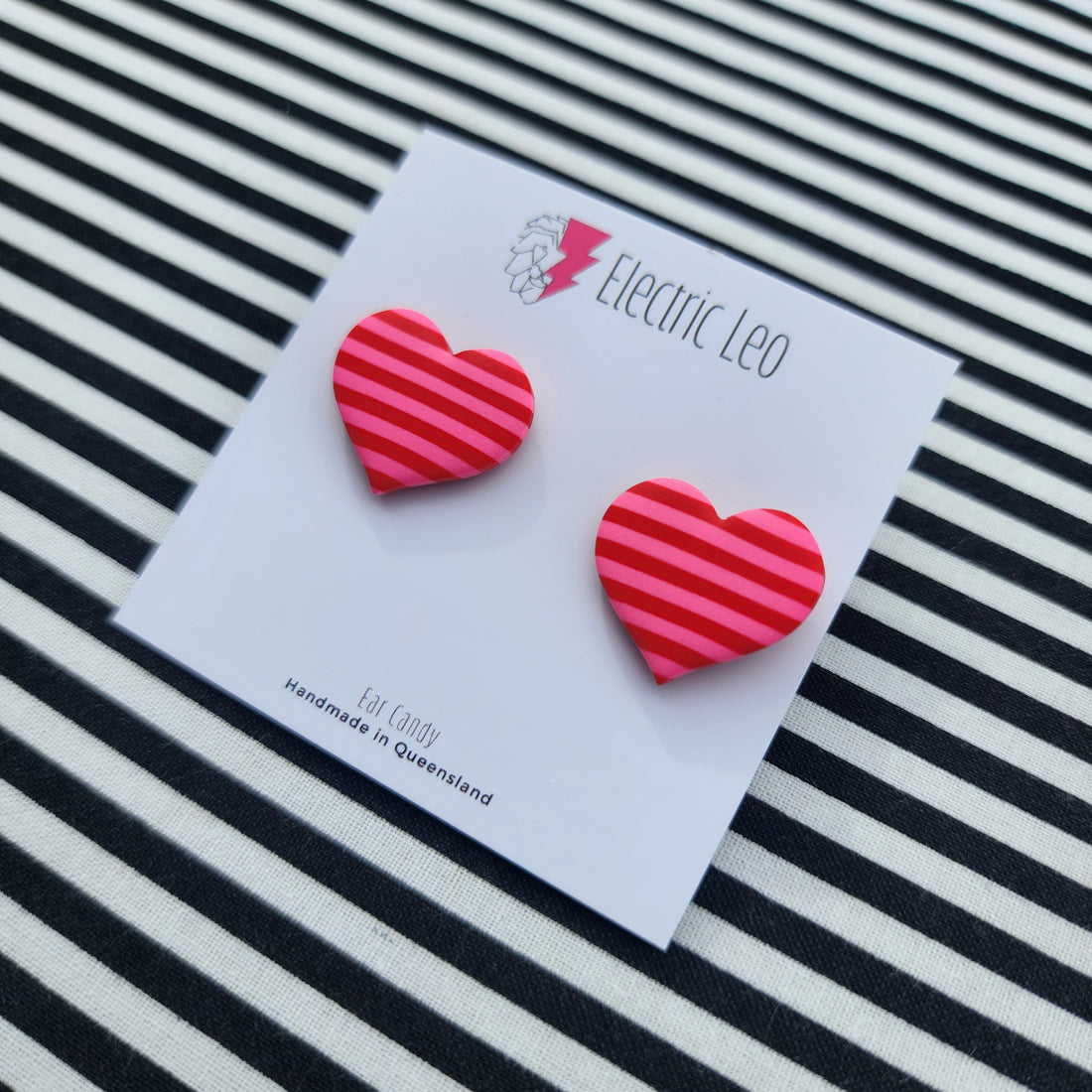 Pink and Red Heart's Ear Candy Studs