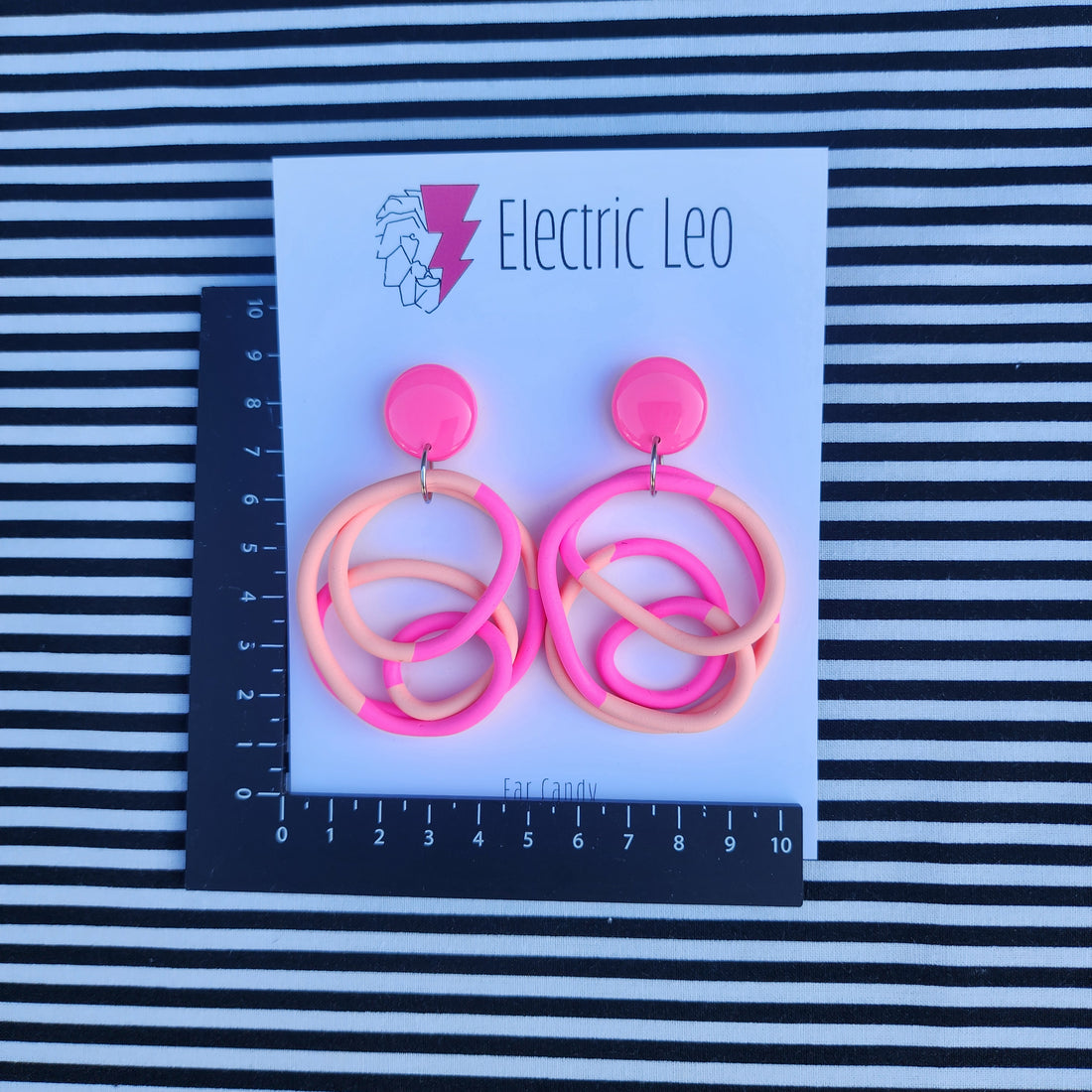 Two Tone Peach and Fluro Pink  Big Squiggles
