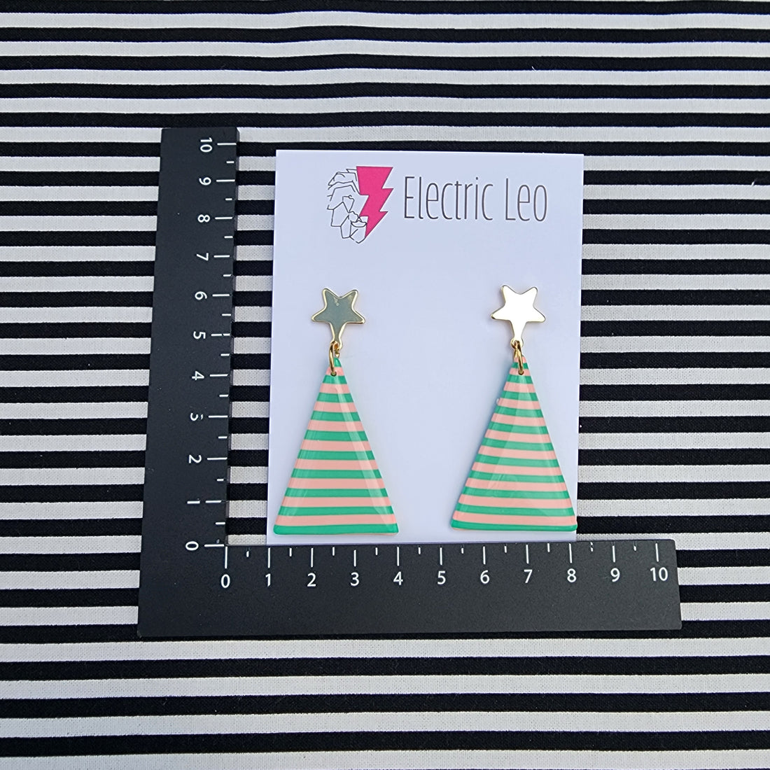 Spring Green and Peachy Stripe Mod Christmas Tree's
