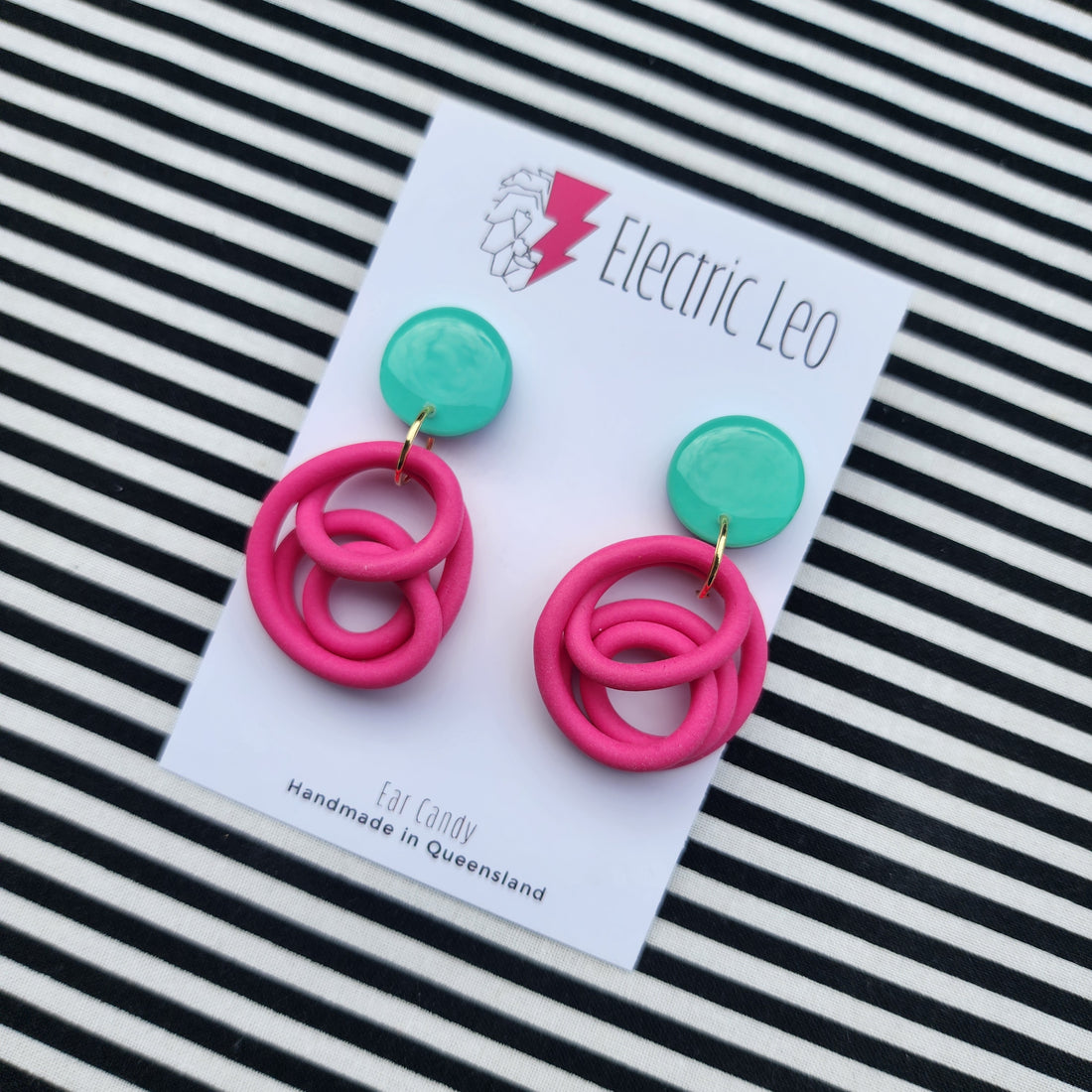 Pinkish Red / Sea Green Little Squiggles
