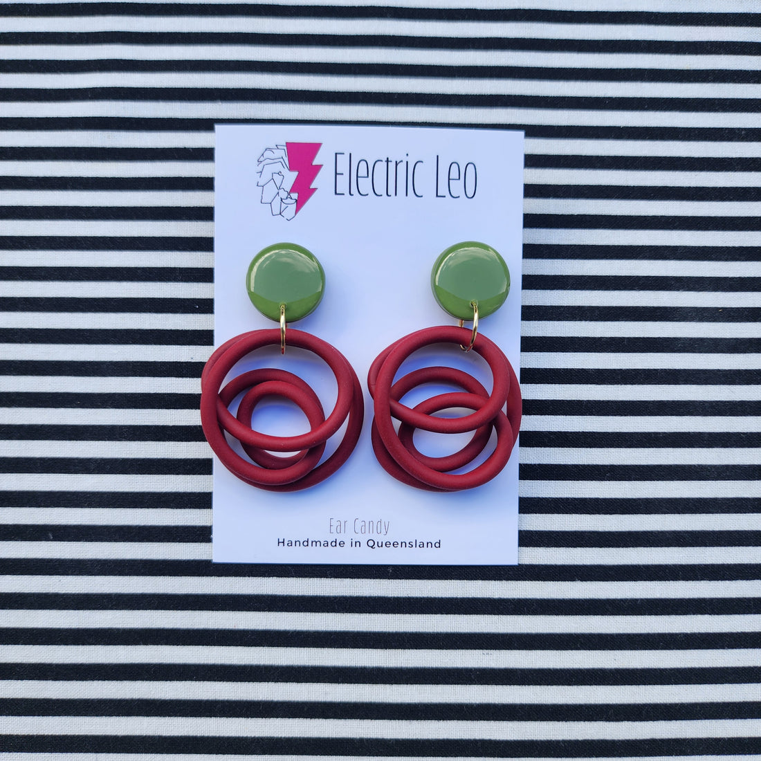 Ox Blood Red / Olive Midi Squiggles