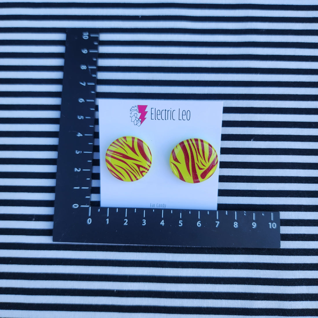 Fluro Zebra Print - Ear Candy Studs 2.2cm