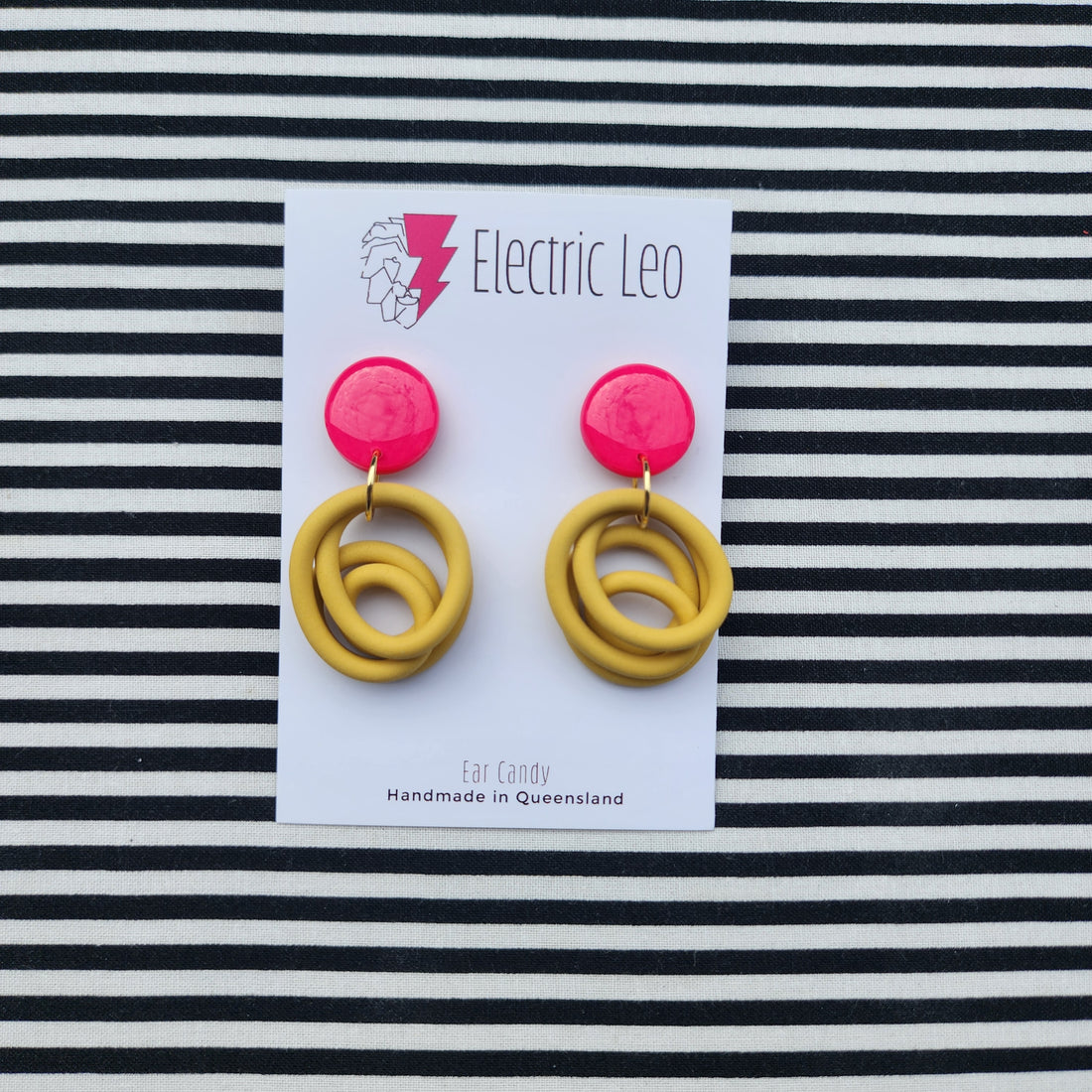 Mustard / Hot Pink Little Squiggles