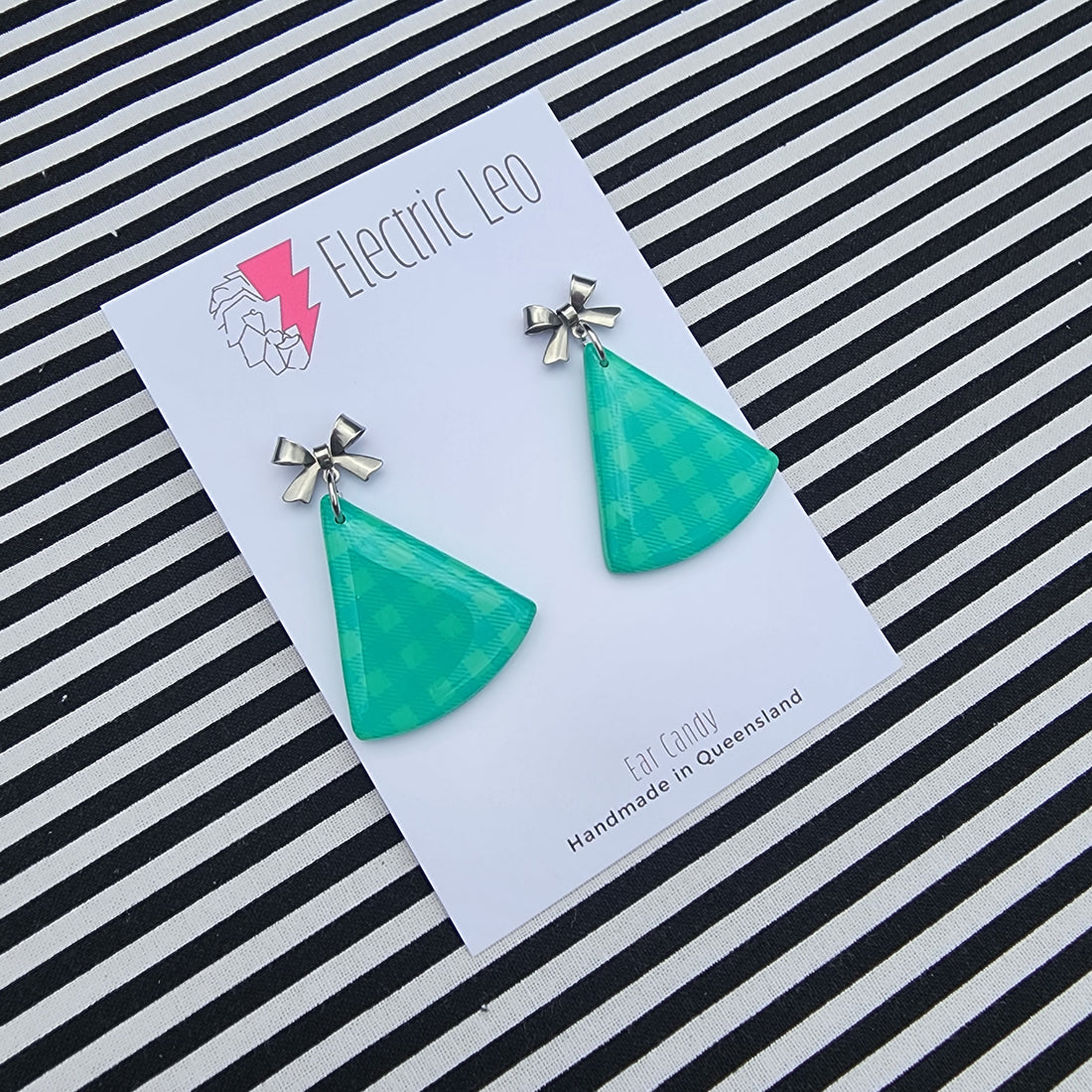 Spring Green Gingham Little Fir Tree's - Silver Bow