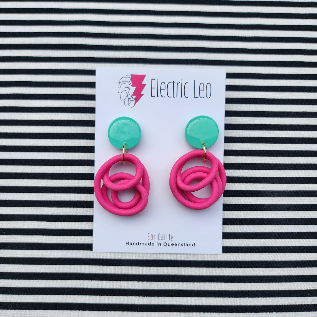 Pinkish Red / Sea Green Little Squiggles