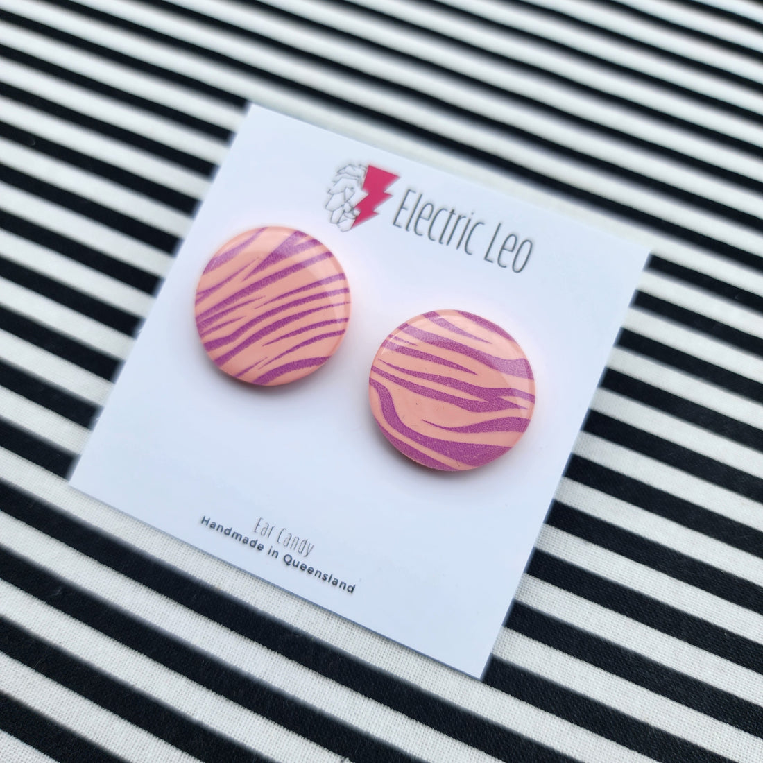Peachy Zebra Print - Ear Candy Studs 2.2cm