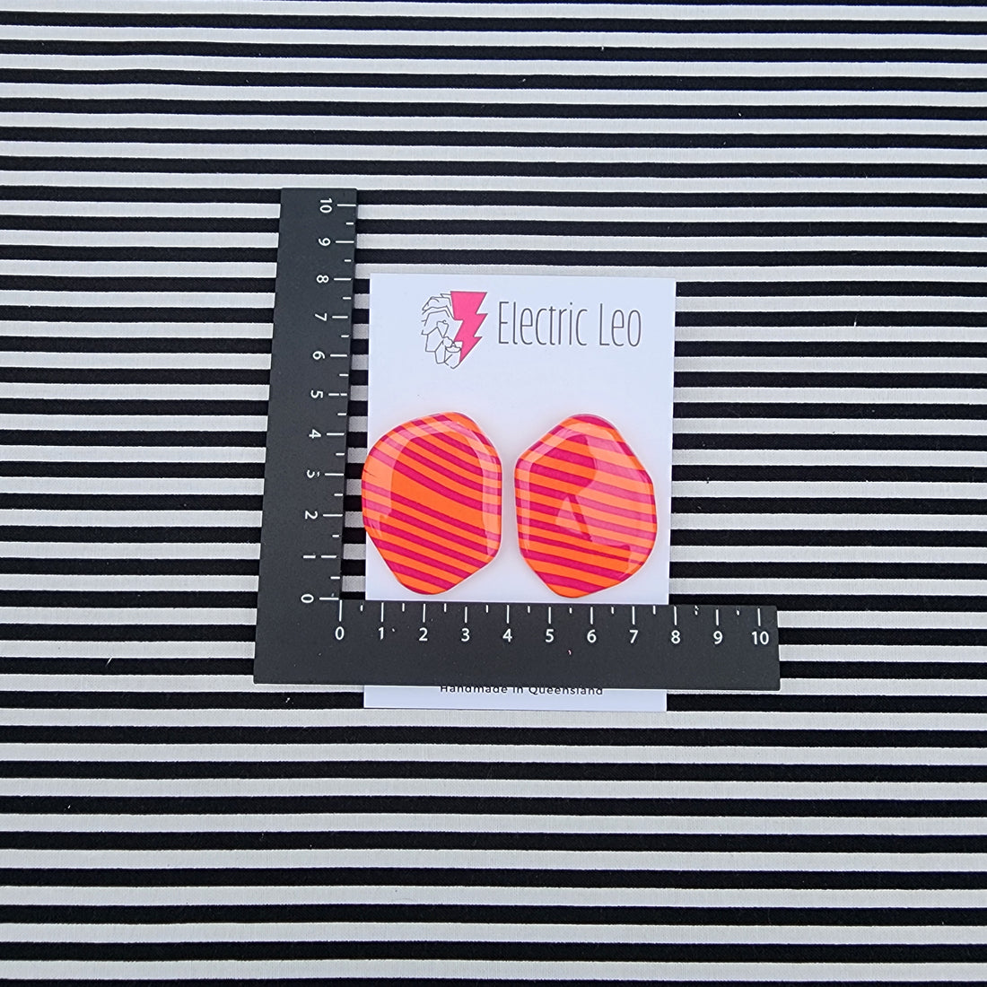 MEGA Orange and Fuchsia Zebra Studs - Ear Candy