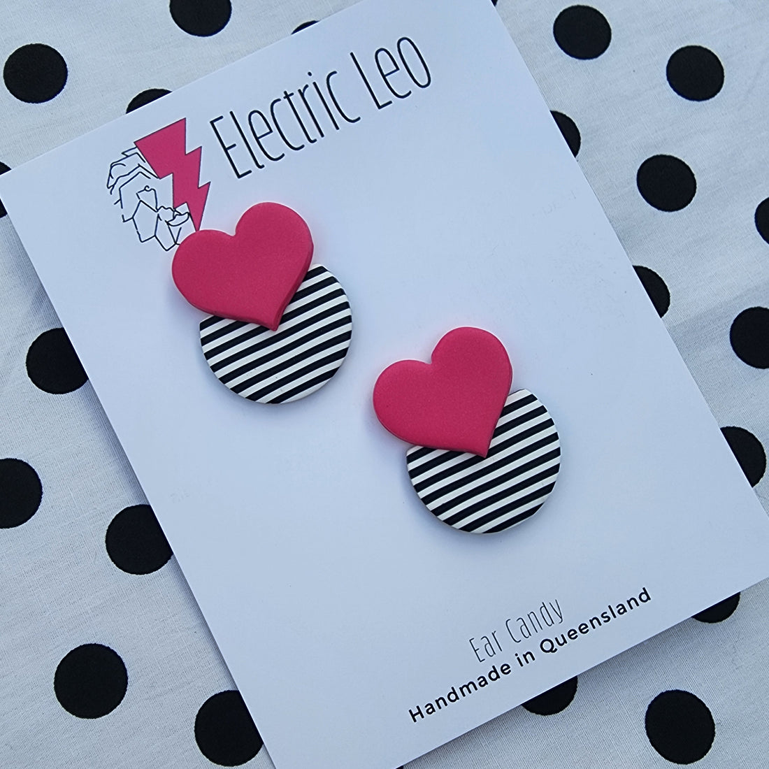 Pink I LOVE Stripes Studs - Ear Candy