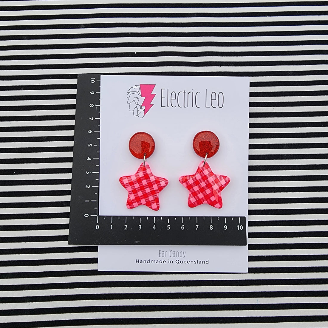 Red and Pink Gingham Christmas Stars