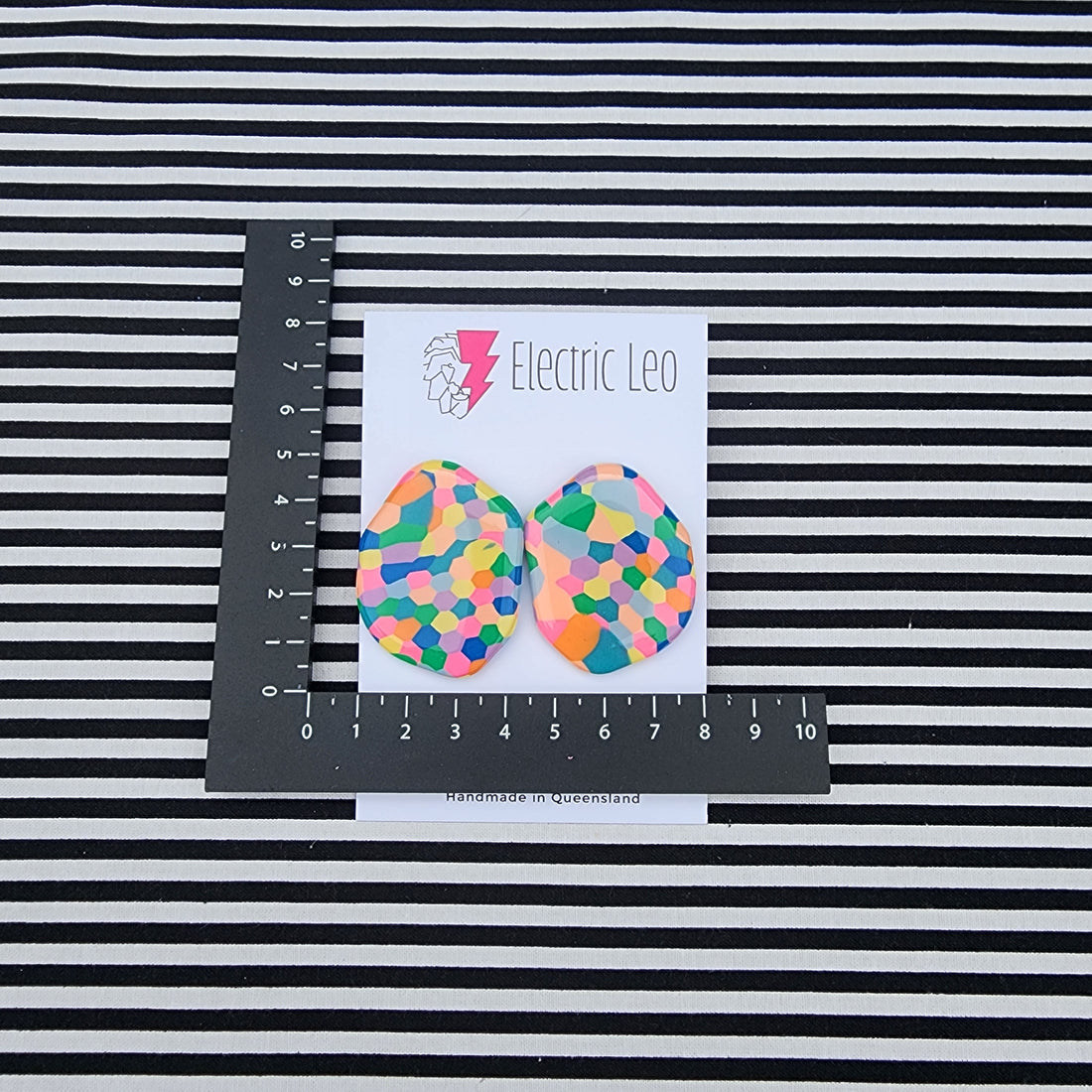 MEGA Rainbow Confetti Zebra Studs - Ear Candy #1
