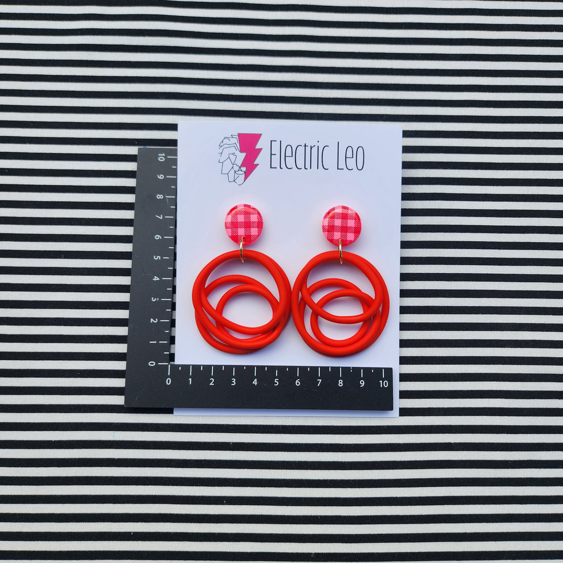 Red Gingham Big Squiggles