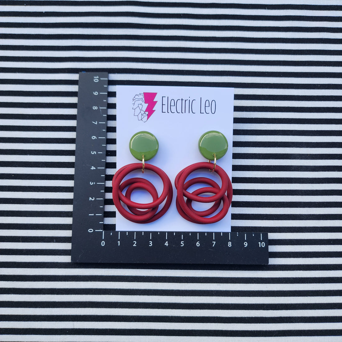 Ox Blood Red / Olive Midi Squiggles