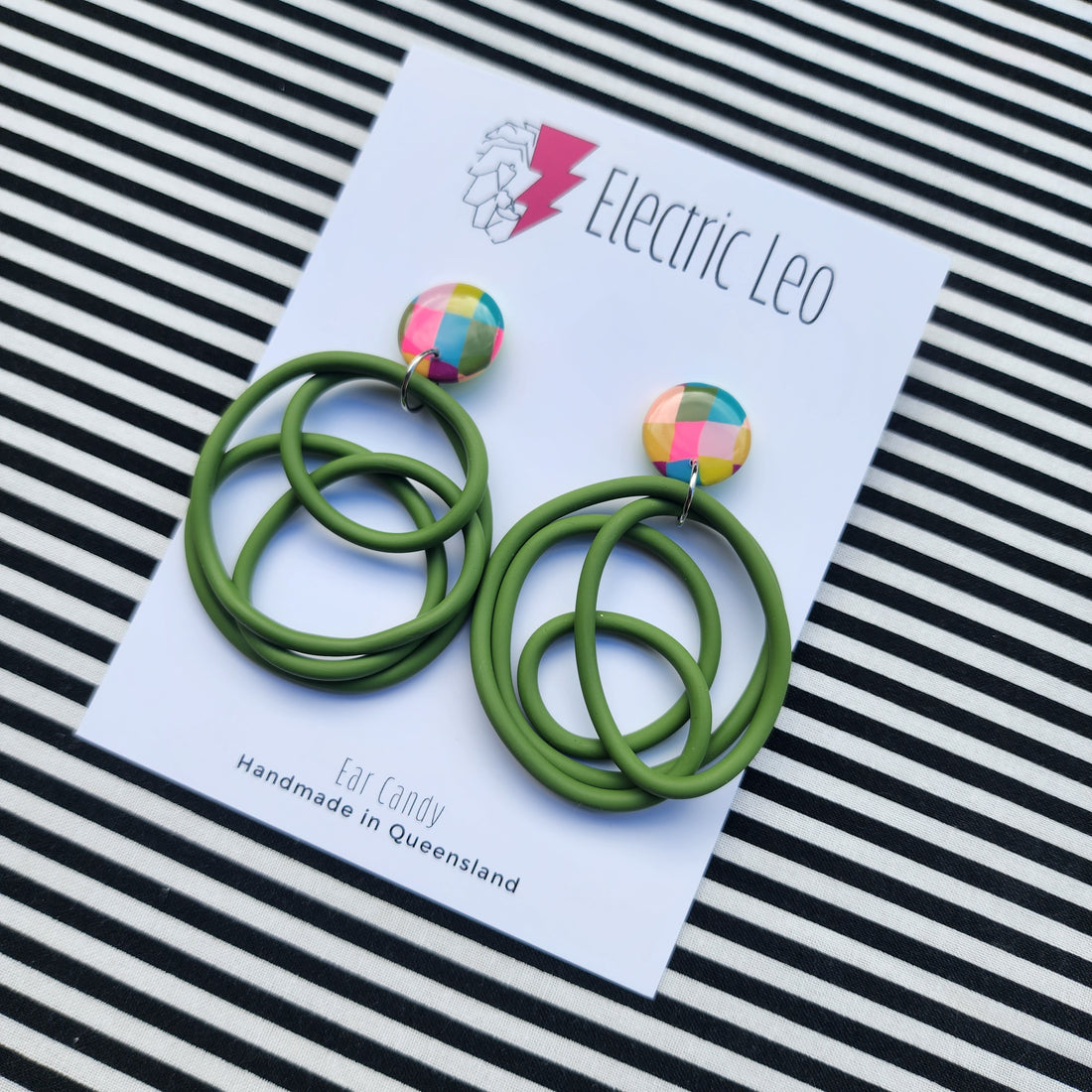 Olive / Picnic Check Top Big Squiggles